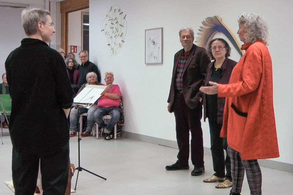 Claudia Himmelreich, Michael Kolod, Joëlle Léandre und Elisabeth Ehrhorn am 7. Dezember 2024 in der Freien Kunstakademie Frankfurt